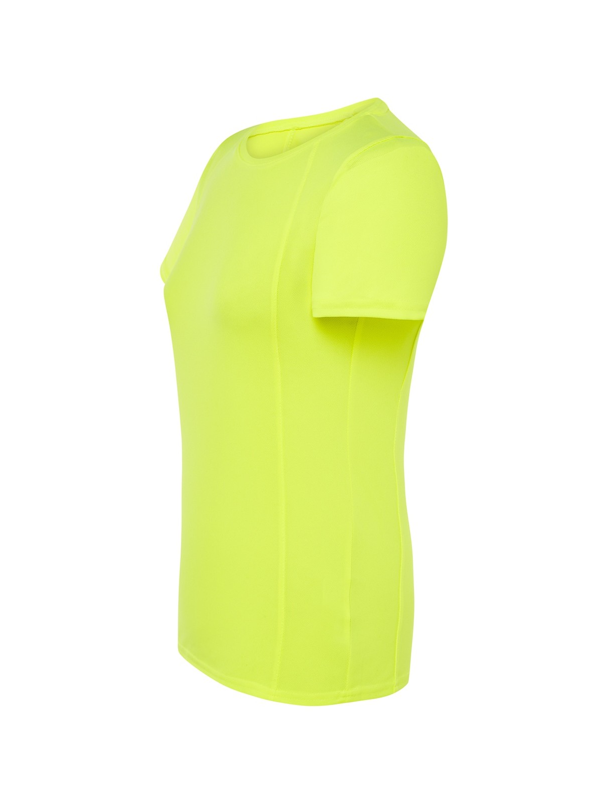 Personalisiertes Funktionsshirt Damen 43 Camiseta técnica personalizada para mujer amarillo flúor — prenda vista lateral