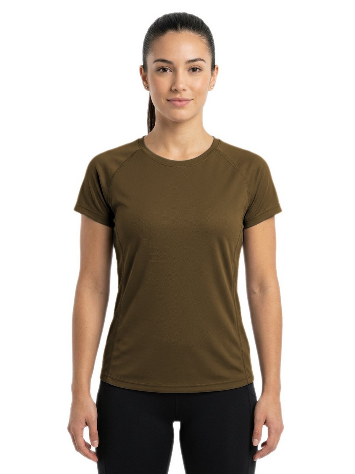 Personalisiertes Funktionsshirt Damen 17 Camiseta técnica personalizada para mujer caqui — modelo vista delantera