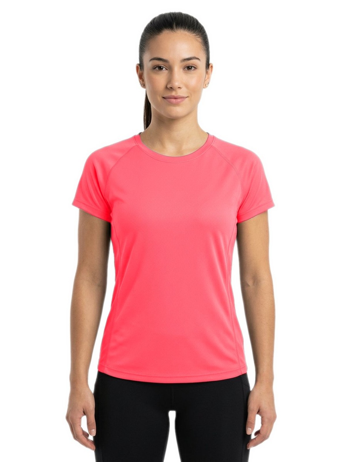 Personalisiertes Funktionsshirt Damen 32 Camiseta técnica personalizada para mujer fucsia flúor — modelo vista delantera