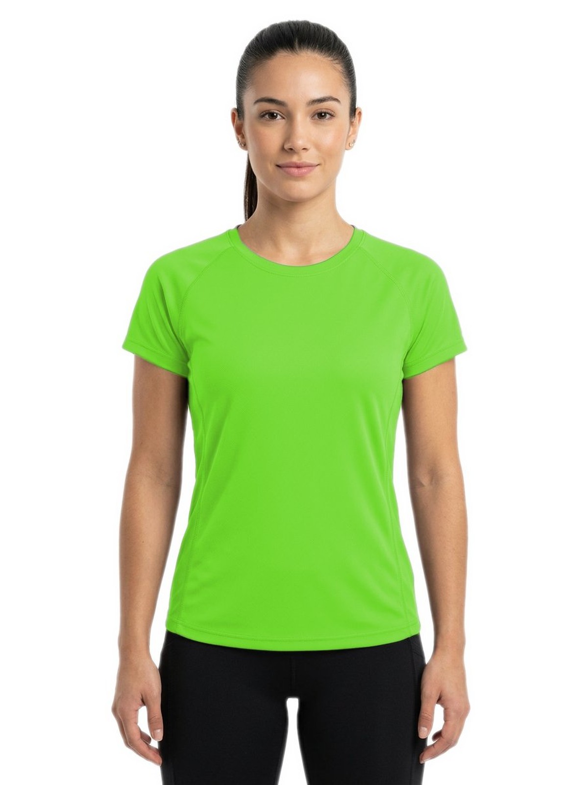 Personalisiertes Funktionsshirt Damen 35 Camiseta técnica personalizada para mujer lima flúor — modelo vista delantera