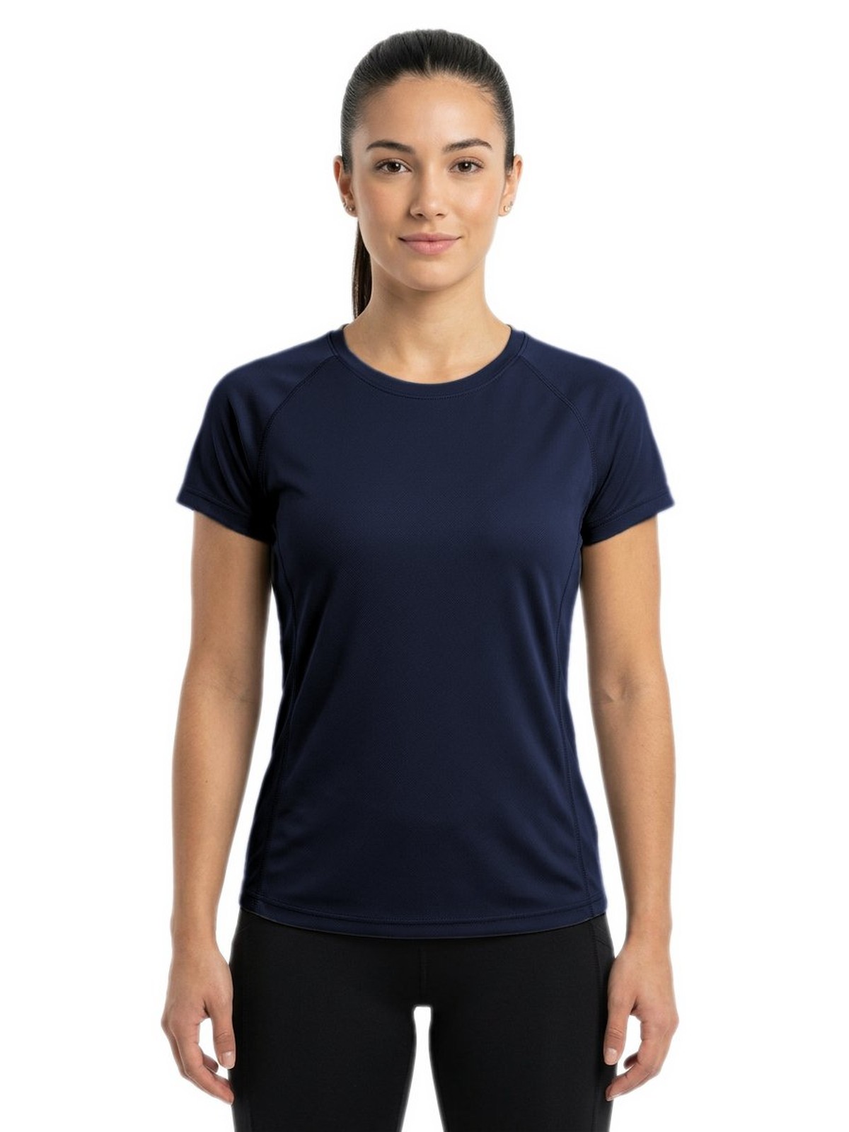 Personalisiertes Funktionsshirt Damen 11 Camiseta técnica personalizada para mujer azul marino — modelo vista delantera