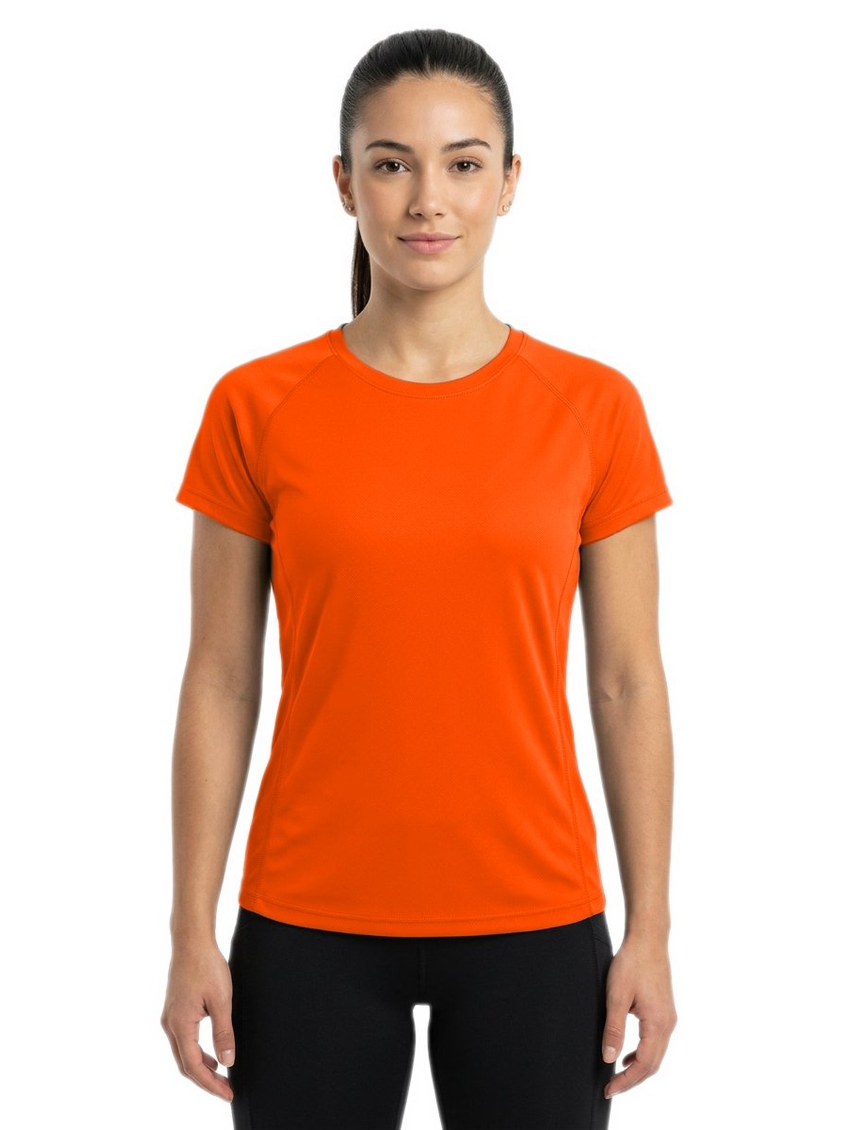 Personalisiertes Funktionsshirt Damen 20 Camiseta técnica personalizada para mujer naranja — modelo vista delantera