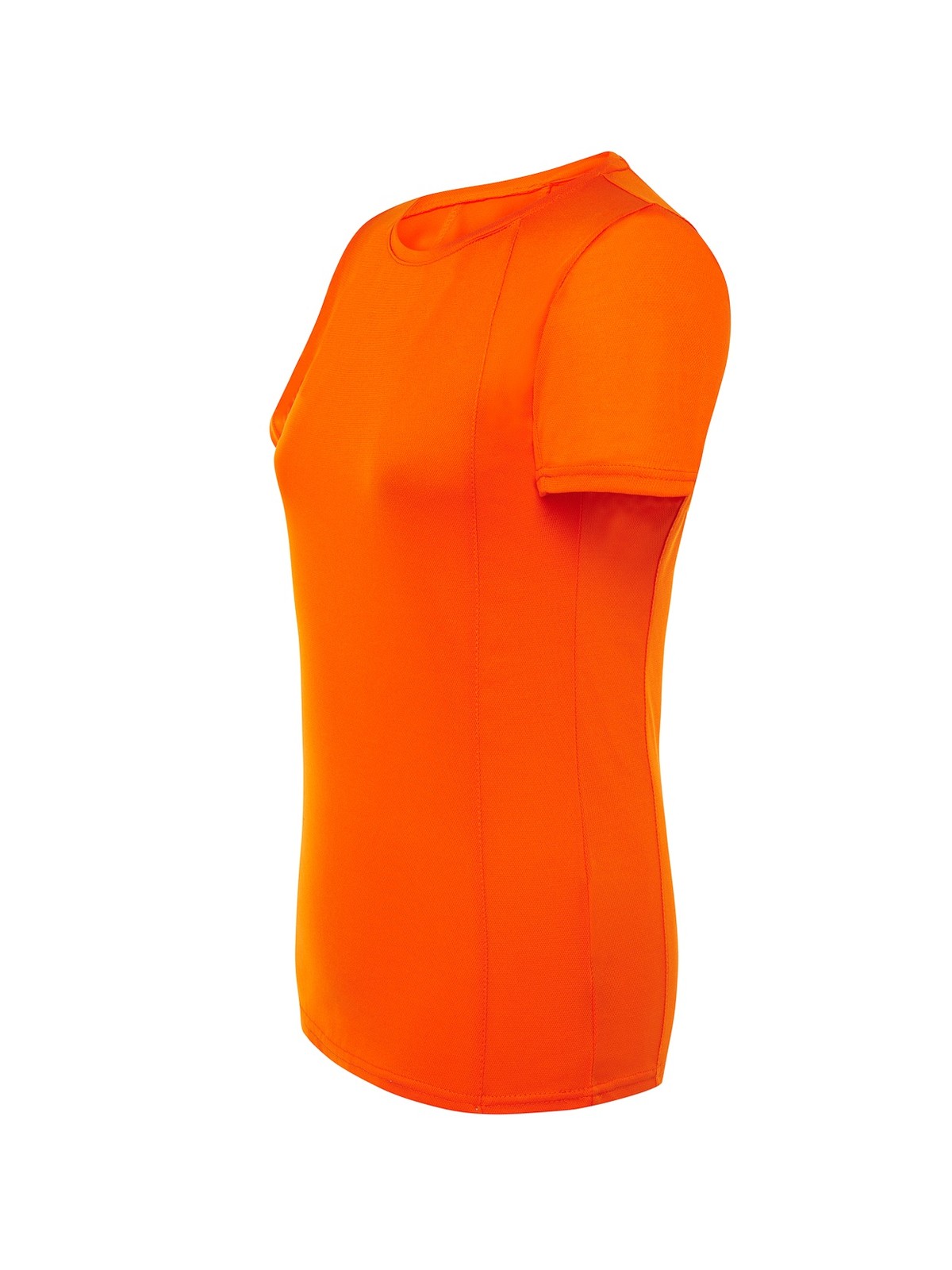 Personalisiertes Funktionsshirt Damen 22 Camiseta técnica personalizada para mujer naranja — prenda vista lateral