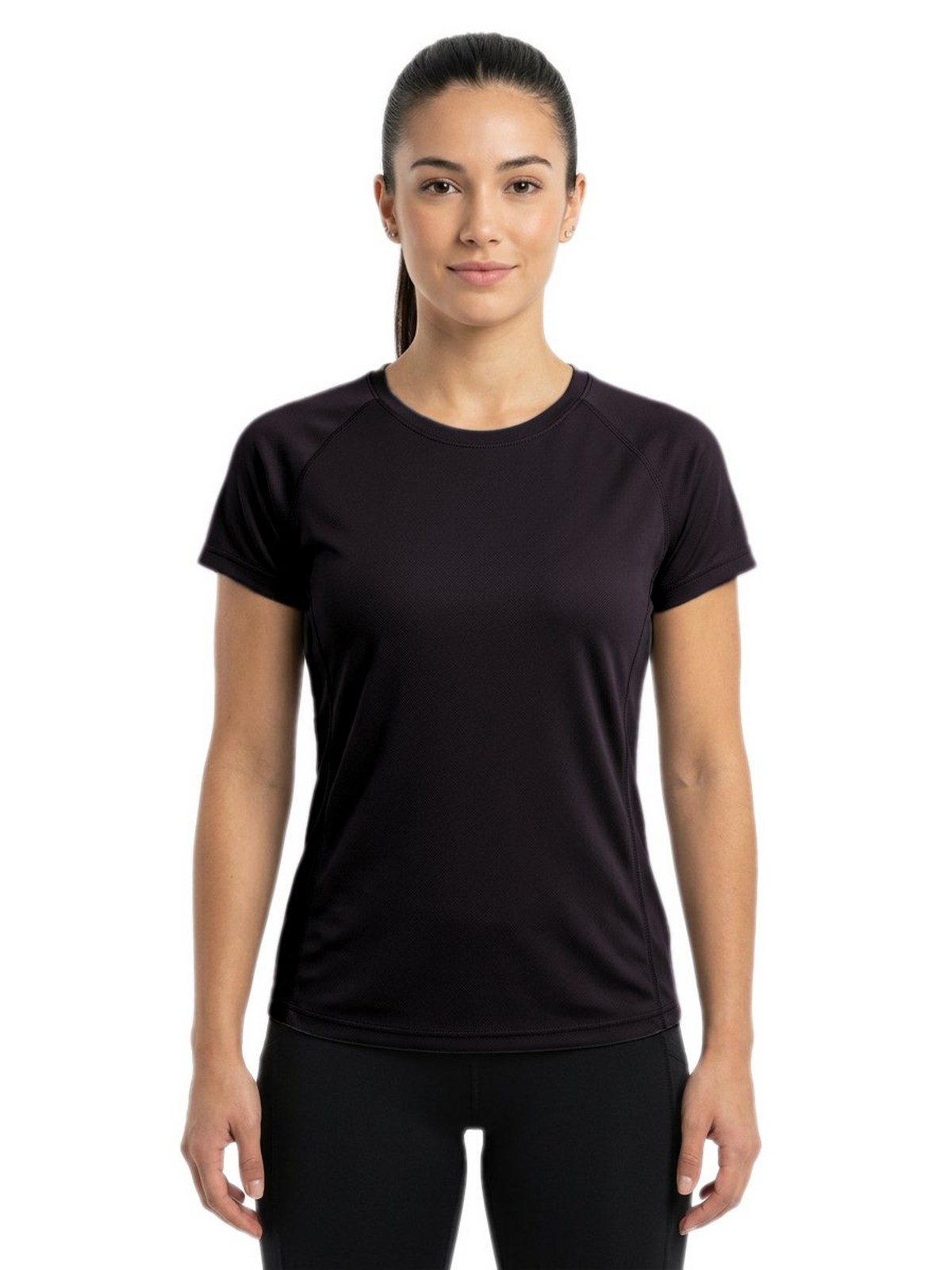 Personalisiertes Funktionsshirt Damen 5 Camiseta técnica personalizada para mujer negro — modelo vista delantera