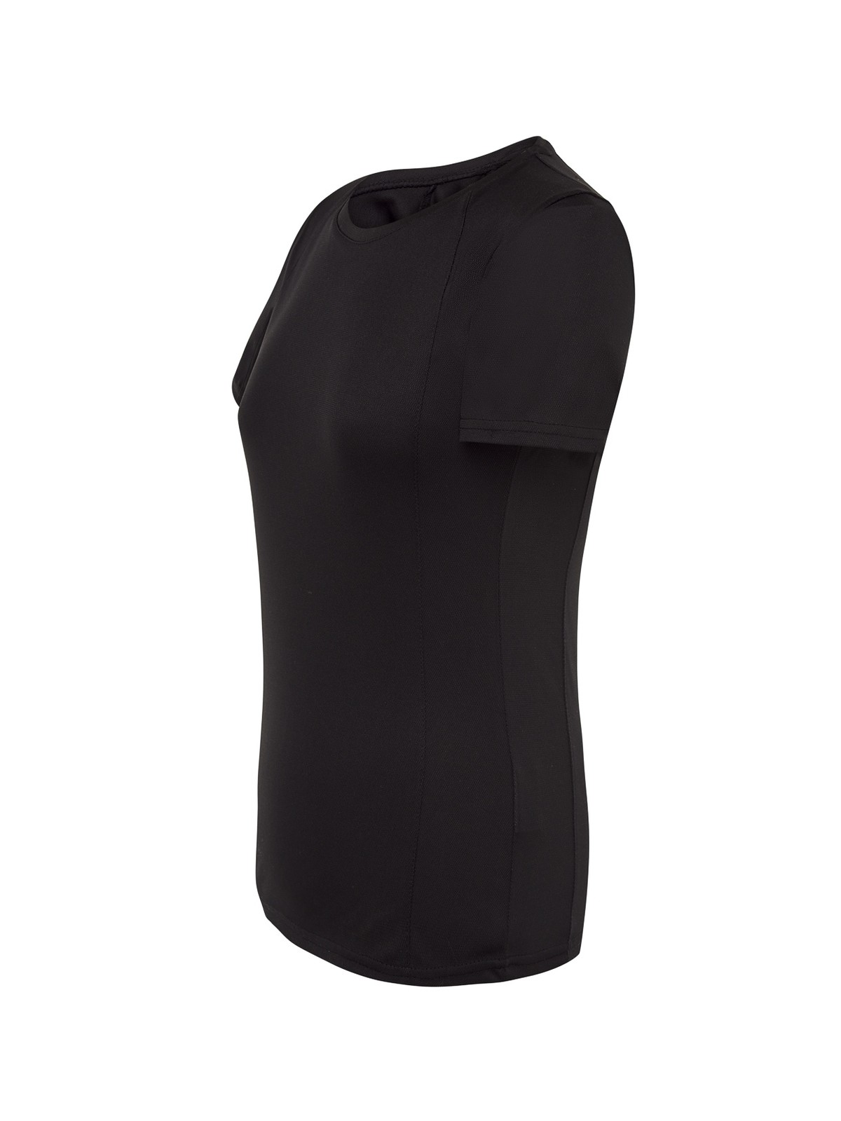 Personalisiertes Funktionsshirt Damen 7 Camiseta técnica personalizada para mujer negro — prenda vista lateral