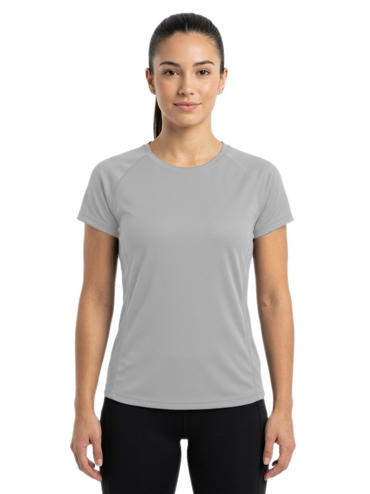 Personalisiertes Funktionsshirt Damen 26 Camiseta técnica personalizada para mujer plata — modelo vista delantera