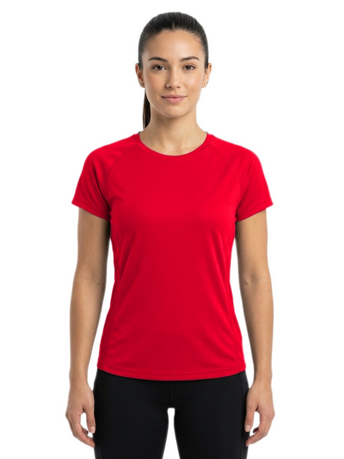 Personalisiertes Funktionsshirt Damen 8 Camiseta técnica personalizada para mujer rojo — modelo vista delantera