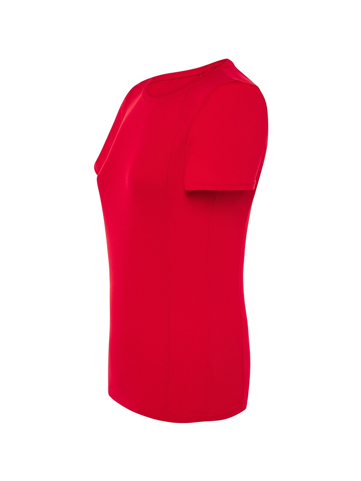 Personalisiertes Funktionsshirt Damen 10 Camiseta técnica personalizada para mujer rojo — prenda vista lateral
