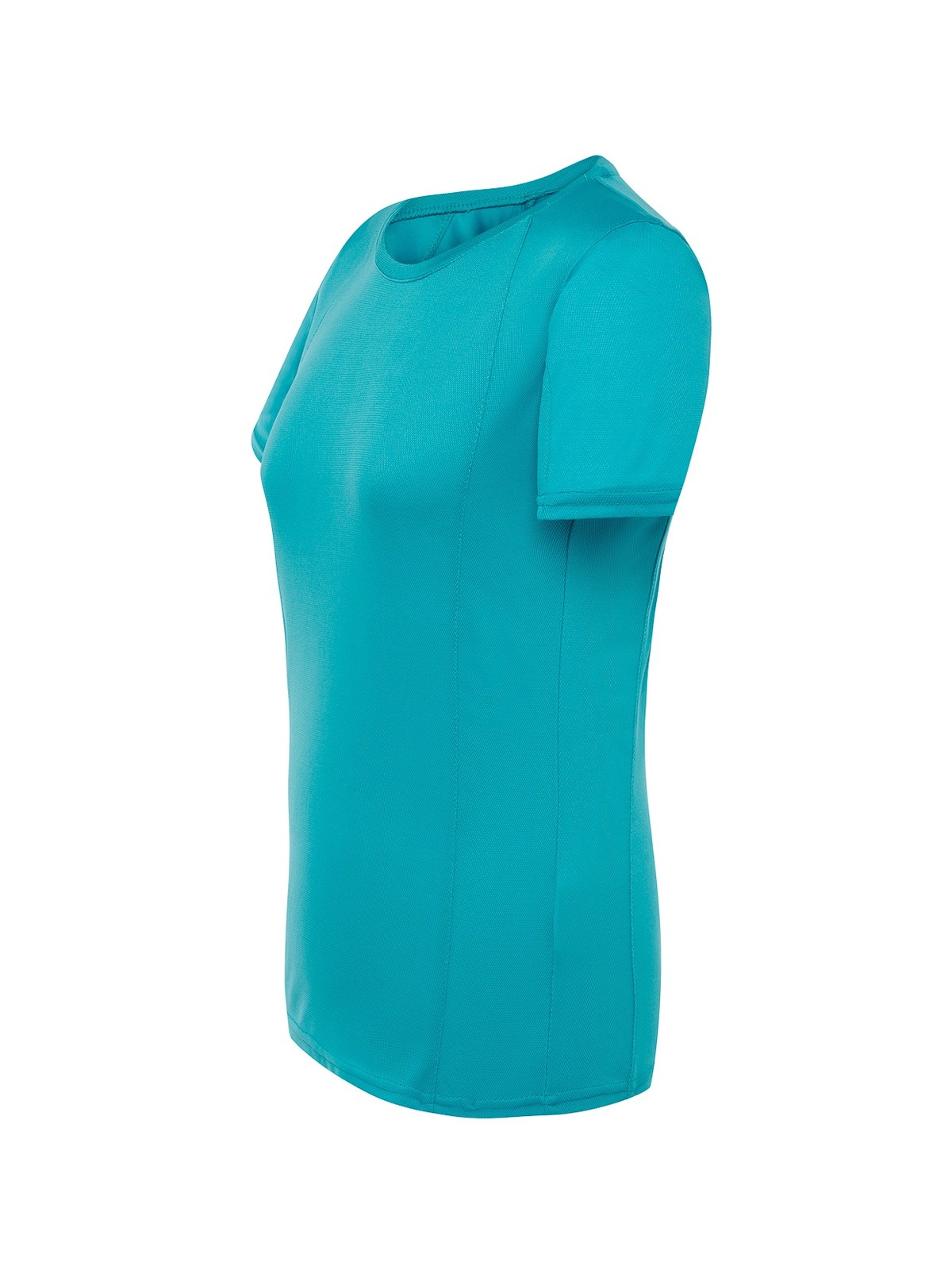 Personalisiertes Funktionsshirt Damen 25 Camiseta técnica personalizada para mujer turquesa — prenda vista lateral