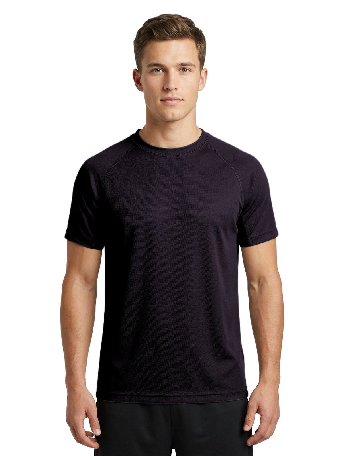 Samarreta tècnica personalitzada home 5 Camiseta técnica personalizada para hombre color negro — vista delantera