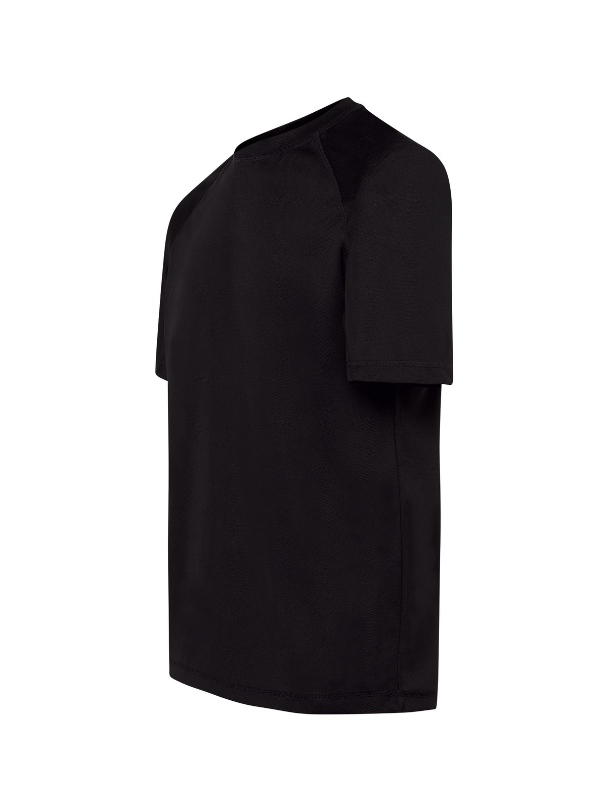 Samarreta tècnica personalitzada home 7 Camiseta técnica negro para personalizar — prenda vista lateral