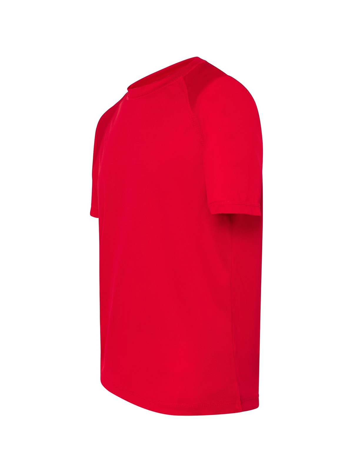 Samarreta tècnica personalitzada home 10 Camiseta técnica rojo para personalizar — prenda vista lateral