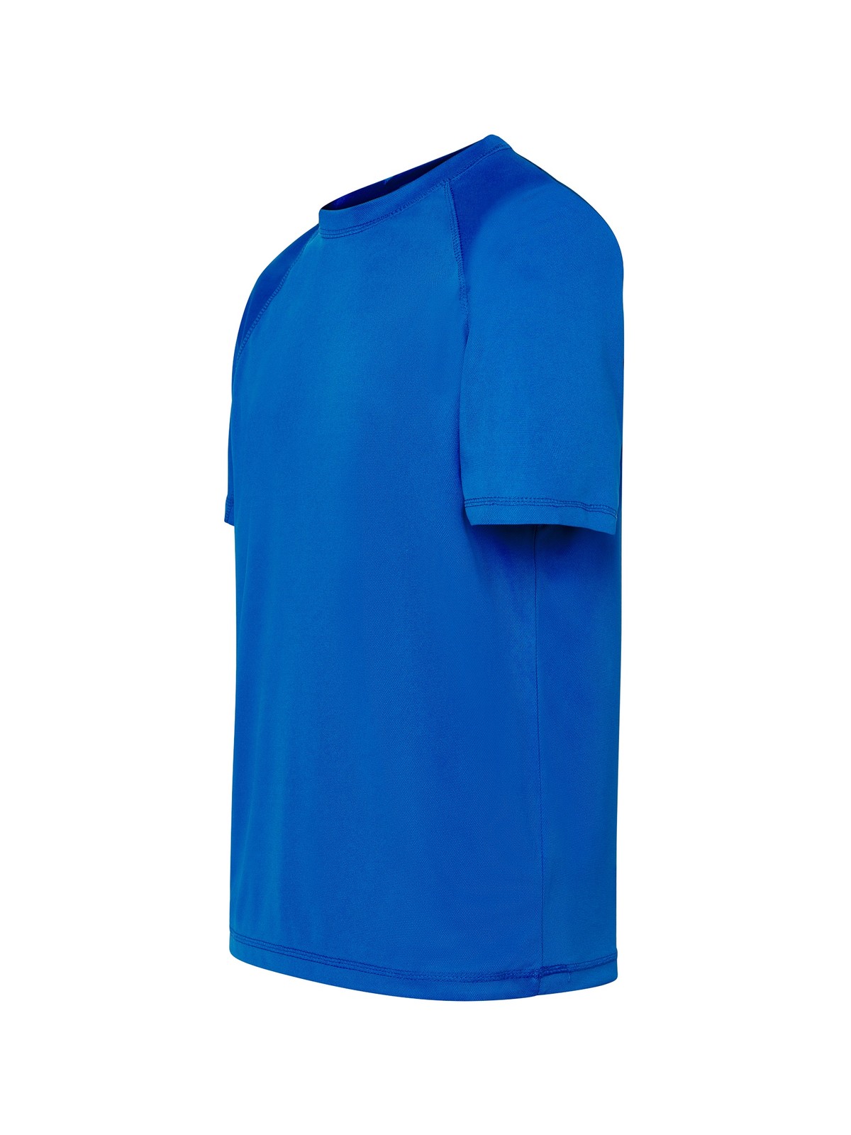 Samarreta tècnica personalitzada home 16 Camiseta técnica azul royal para personalizar — prenda vista lateral