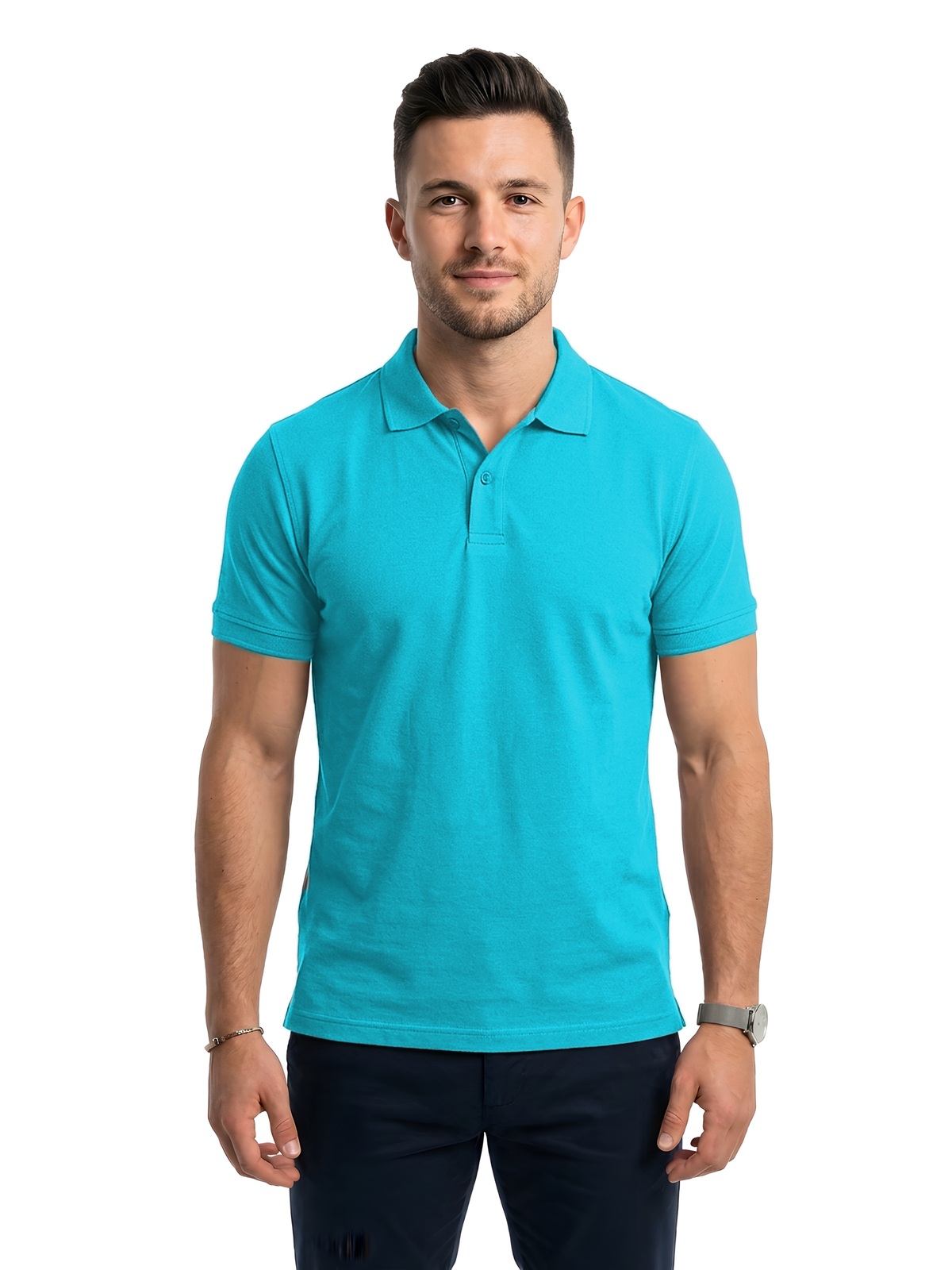 Personalisiertes Poloshirt Herren 5 Personalisiertes Poloshirt Herren in aguamarina — Vorderansicht