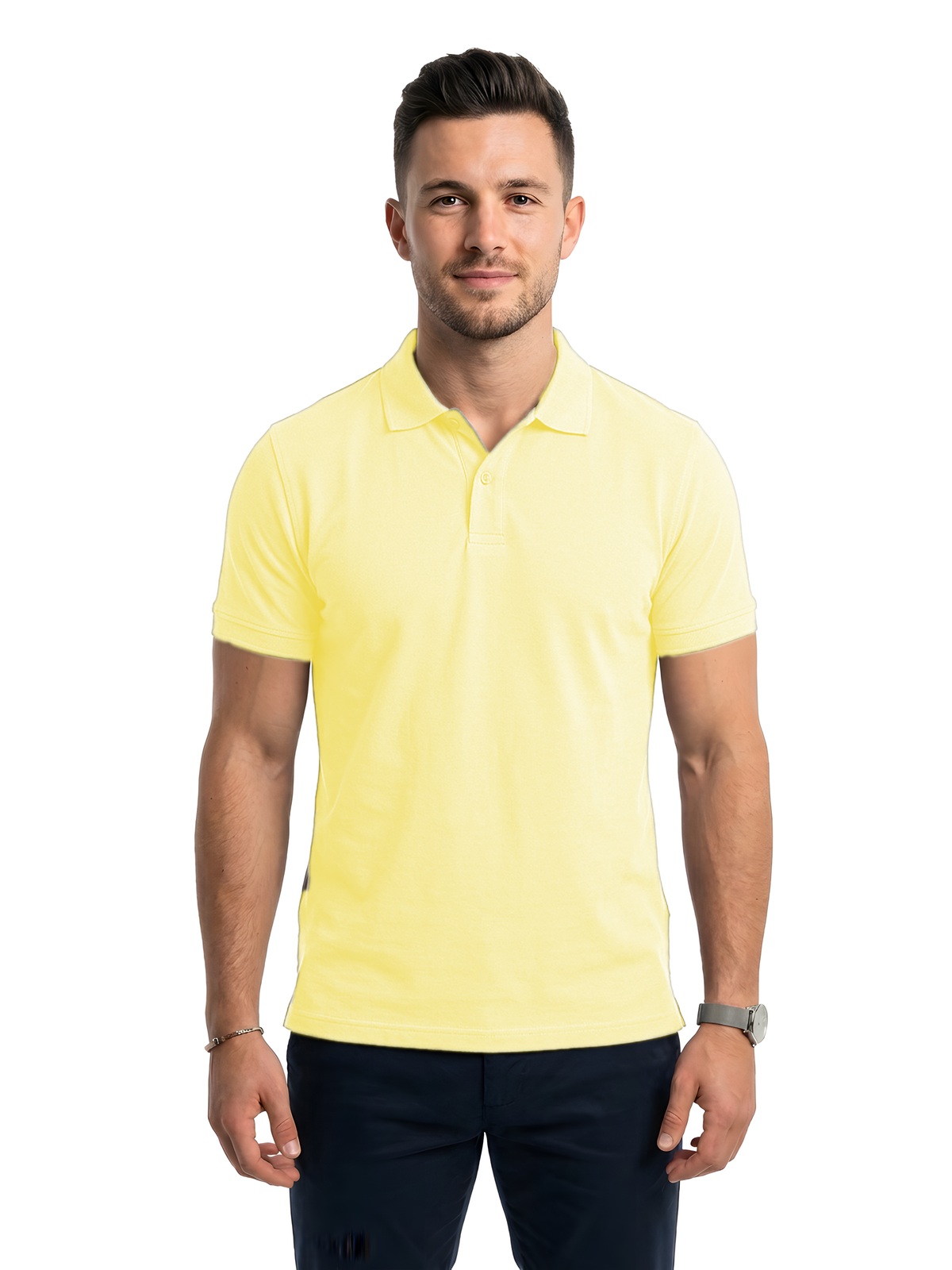 Personalisiertes Poloshirt Herren 8 Personalisiertes Poloshirt Herren in amarillo Claro — Vorderansicht