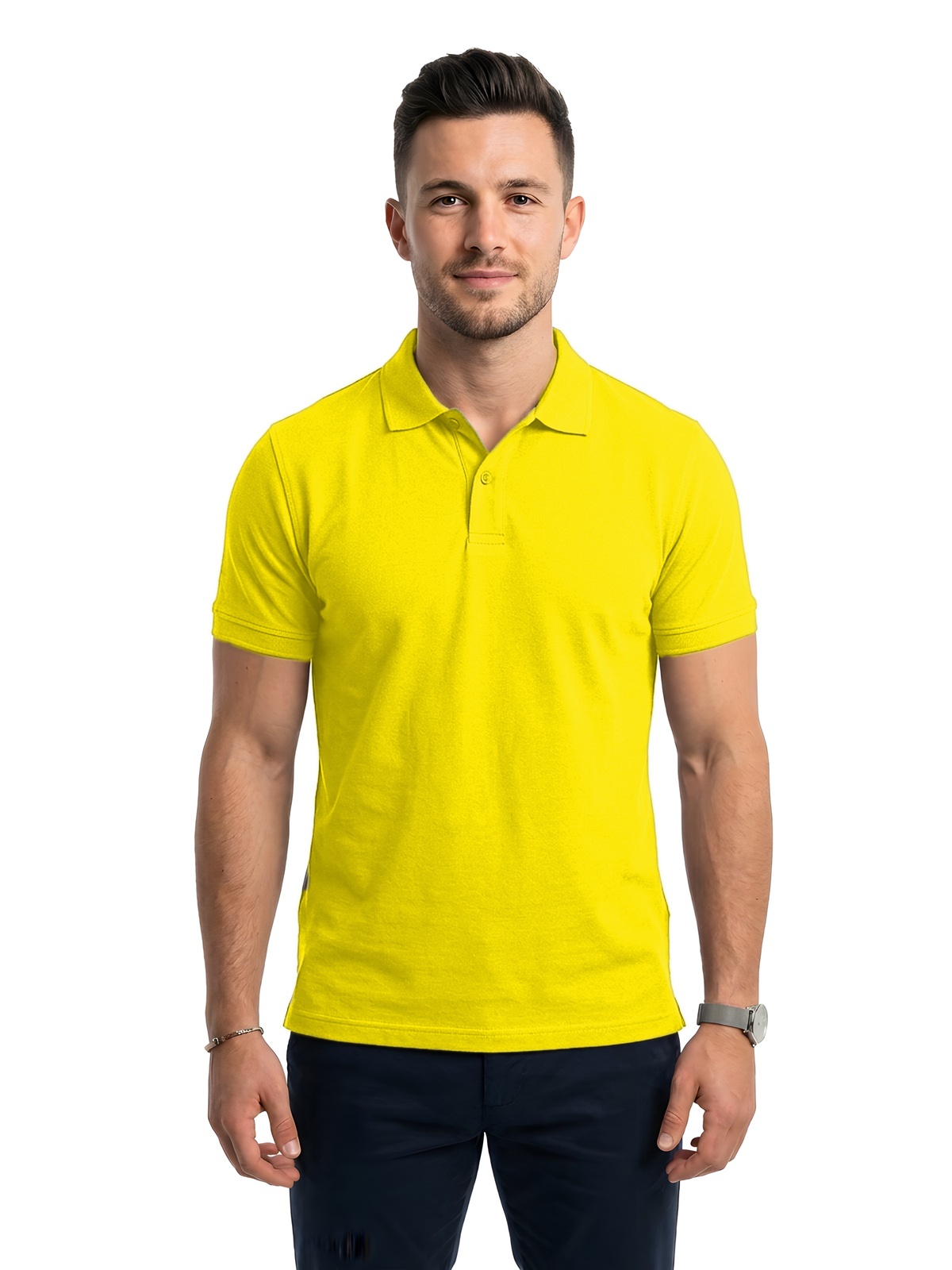 Personalisiertes Poloshirt Herren 146 Personalisiertes Poloshirt Herren in amarillo — Vorderansicht