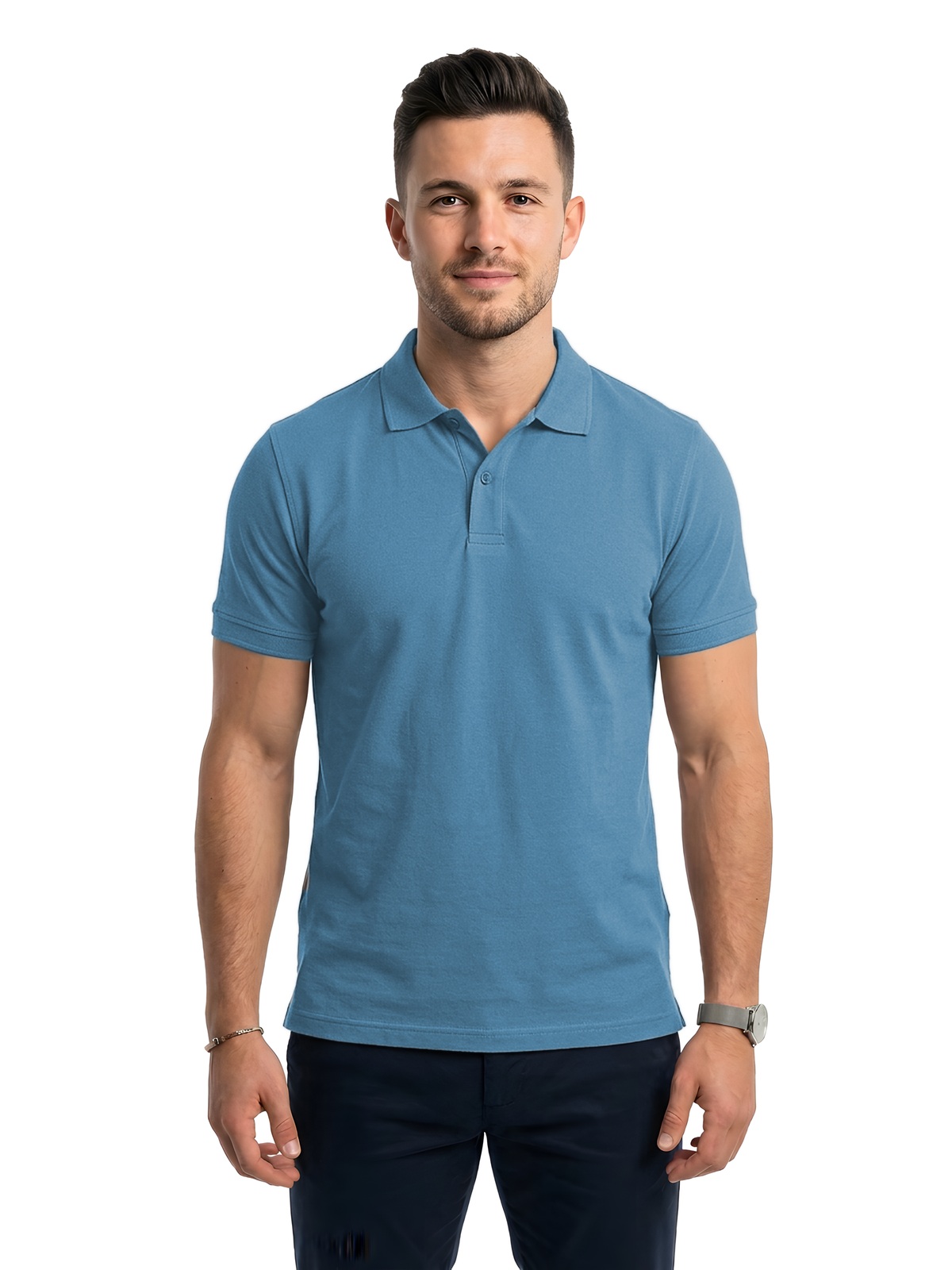 Personalisiertes Poloshirt Herren 14 Personalisiertes Poloshirt Herren in azul Acero — Vorderansicht