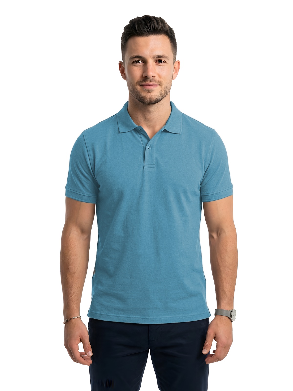 Personalisiertes Poloshirt Herren 20 Personalisiertes Poloshirt Herren in azul Petróleo — Vorderansicht