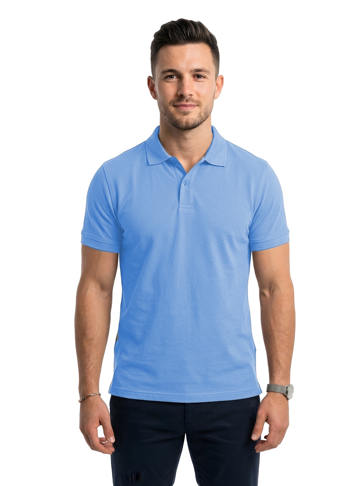 Personalisiertes Poloshirt Herren 23 Personalisiertes Poloshirt Herren in azur — Vorderansicht