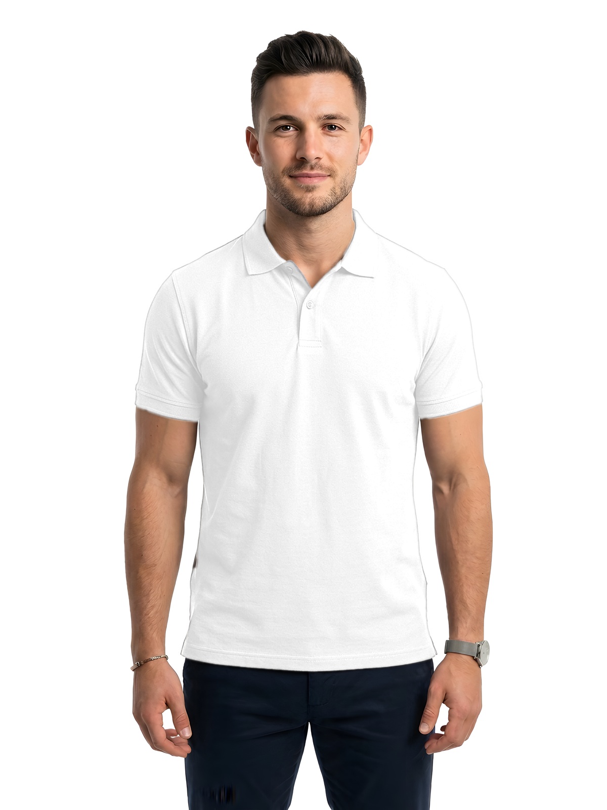 Personalisiertes Poloshirt Herren 2 Personalisiertes Poloshirt Herren in blanco — Vorderansicht