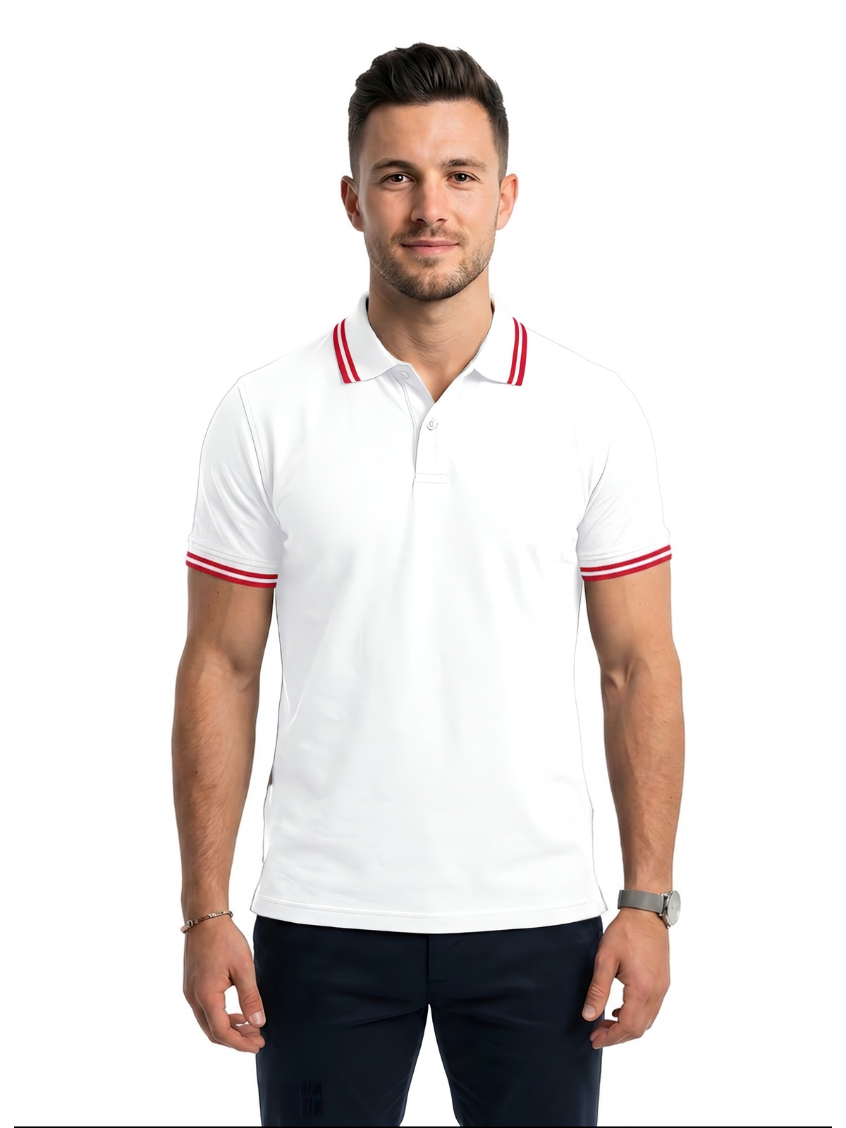 Personalisiertes Poloshirt Herren 32 Personalisiertes Poloshirt Herren in blanco / Rojo — Vorderansicht