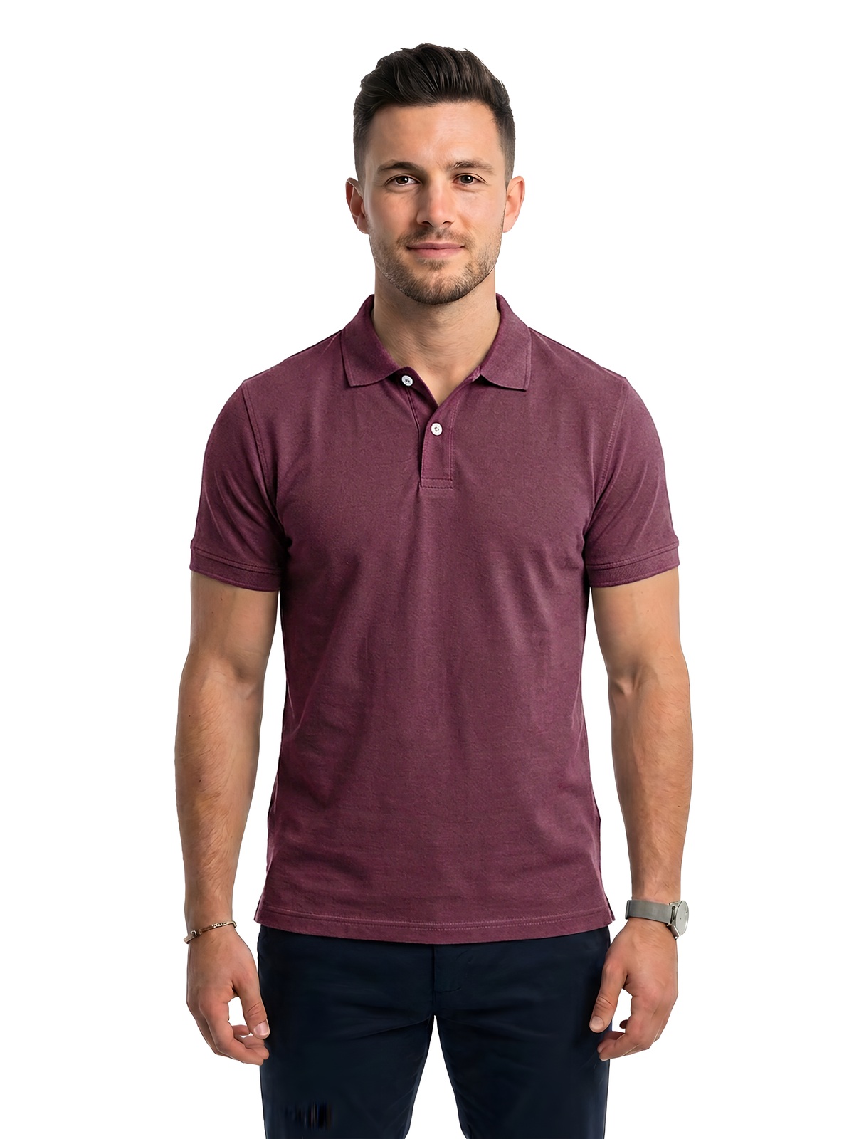 Personalisiertes Poloshirt Herren 44 Personalisiertes Poloshirt Herren in burdeos Lavado — Vorderansicht