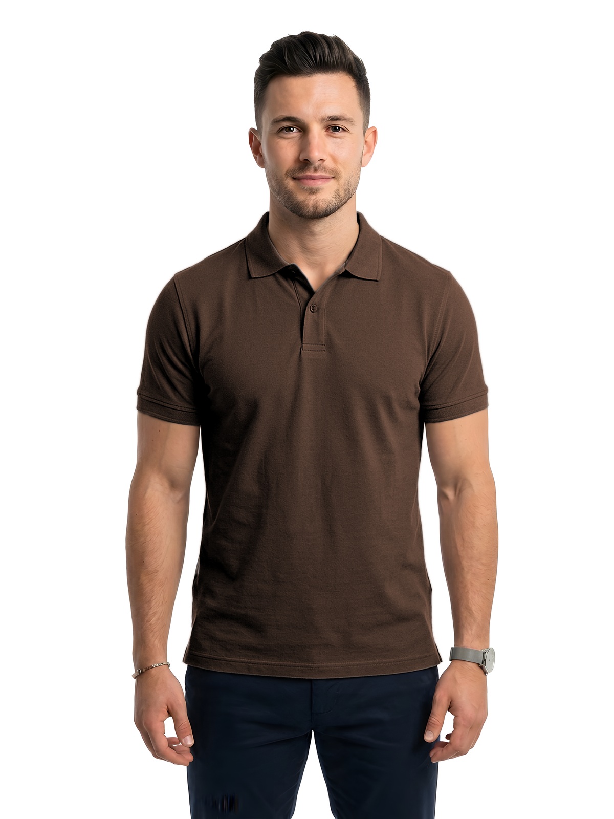 Personalisiertes Poloshirt Herren 131 Personalisiertes Poloshirt Herren in chocolate — Vorderansicht