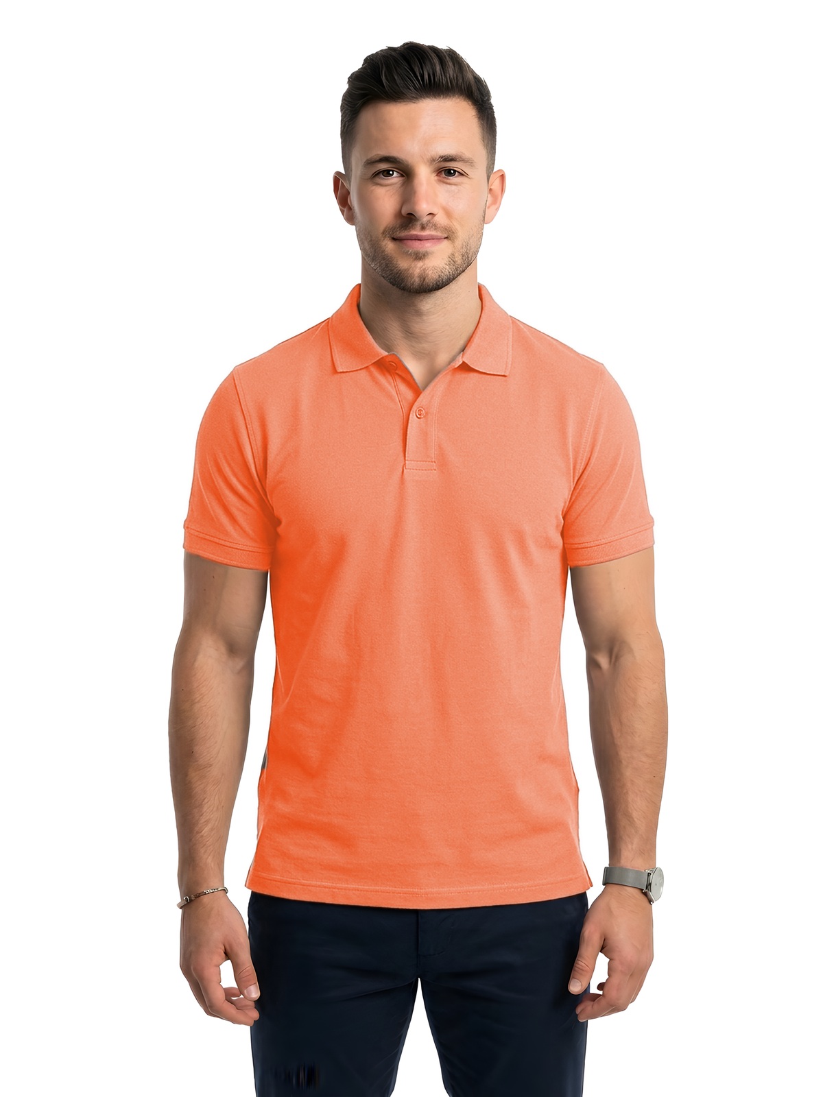 Personalisiertes Poloshirt Herren 50 Personalisiertes Poloshirt Herren in coral — Vorderansicht