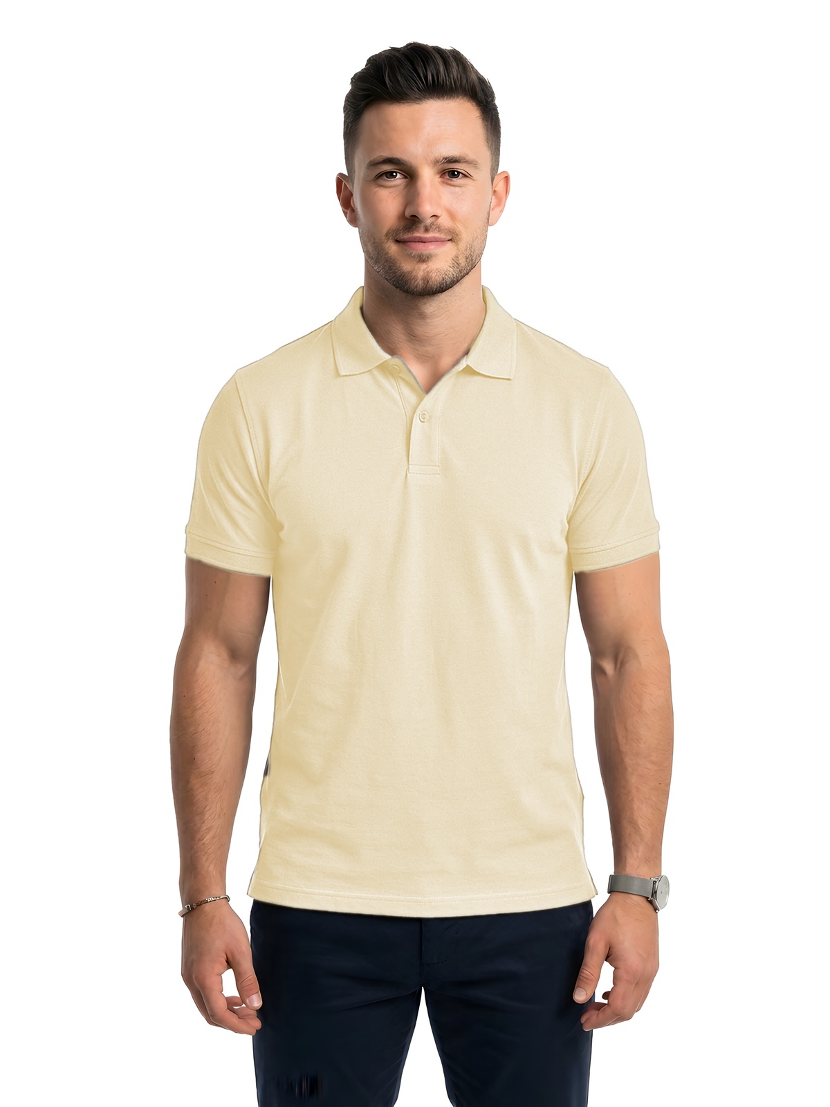Personalisiertes Poloshirt Herren 53 Personalisiertes Poloshirt Herren in crema — Vorderansicht