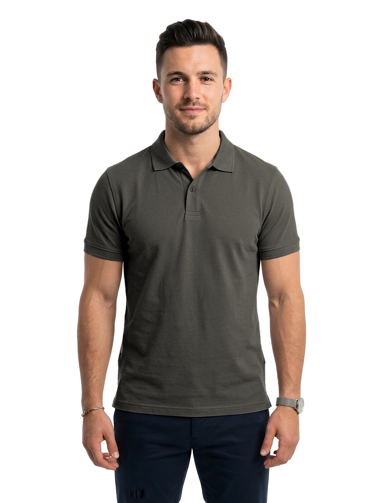 Personalisiertes Poloshirt Herren 185 Personalisiertes Poloshirt Herren in grafito — Vorderansicht