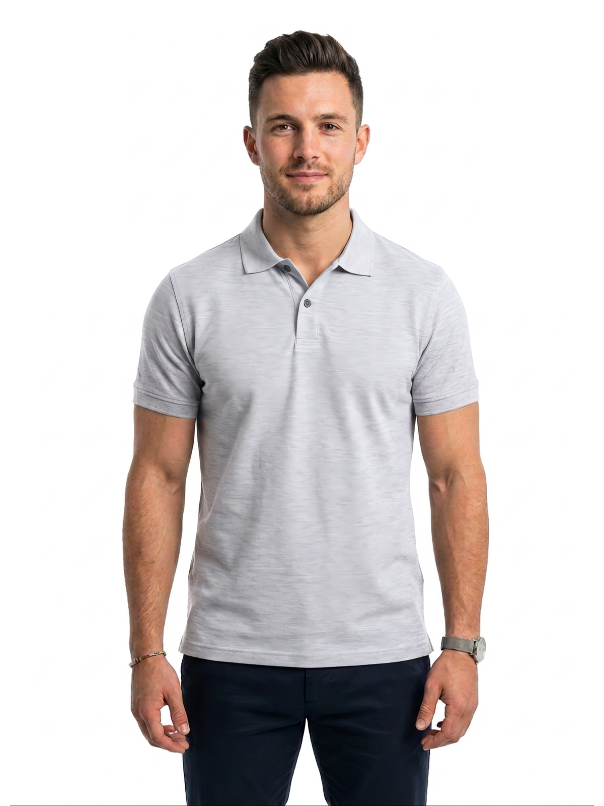 Personalisiertes Poloshirt Herren 140 Personalisiertes Poloshirt Herren in gris Claro — Vorderansicht