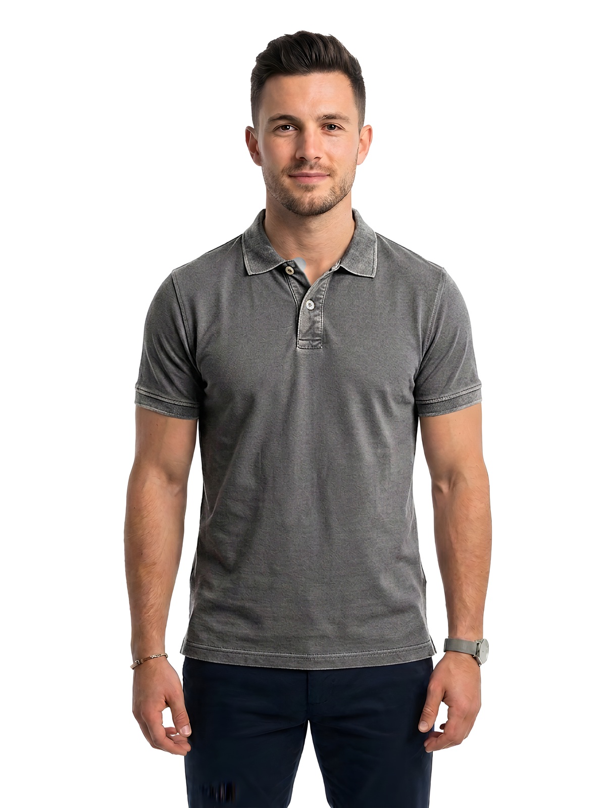 Personalisiertes Poloshirt Herren 62 Personalisiertes Poloshirt Herren in gris Oscuro Lavado — Vorderansicht