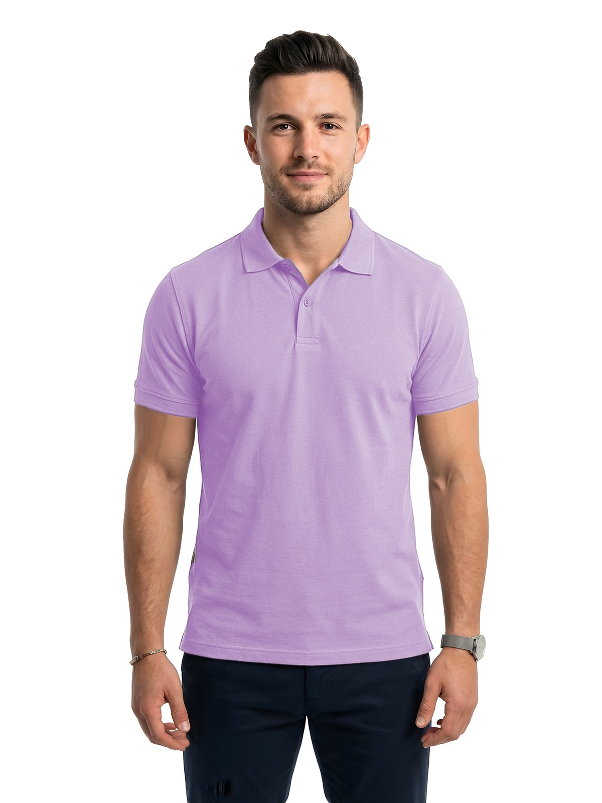 Personalisiertes Poloshirt Herren 161 Personalisiertes Poloshirt Herren in lila — Vorderansicht