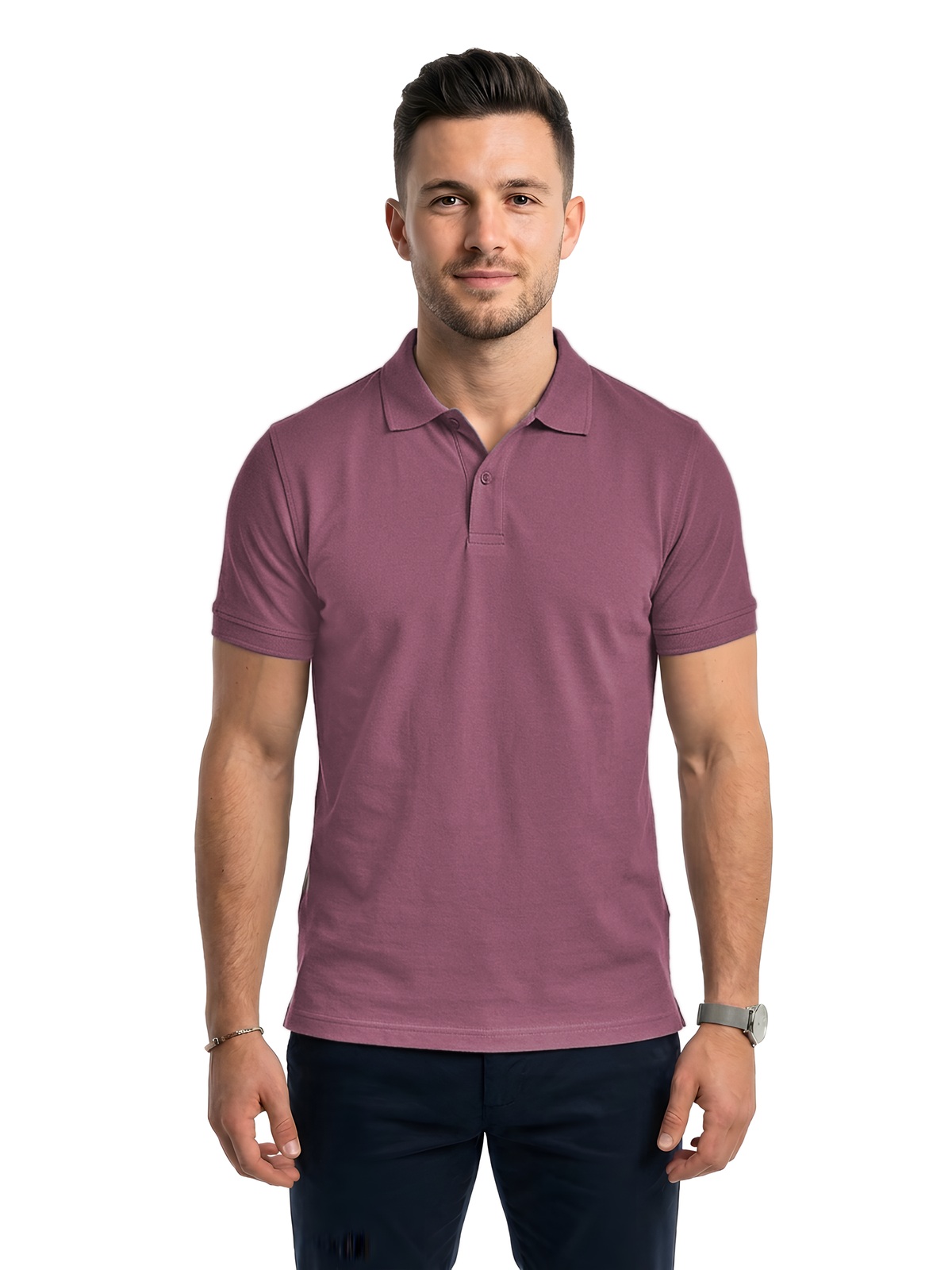Personalisiertes Poloshirt Herren 65 Personalisiertes Poloshirt Herren in malva — Vorderansicht