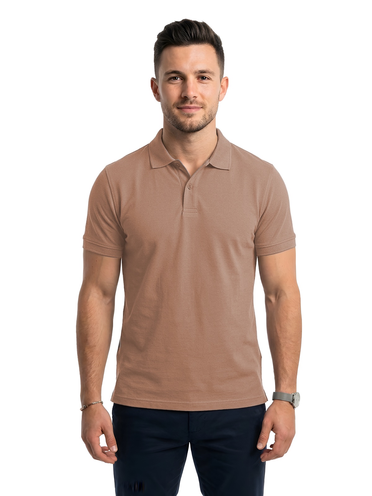 Personalisiertes Poloshirt Herren 71 Personalisiertes Poloshirt Herren in moca — Vorderansicht