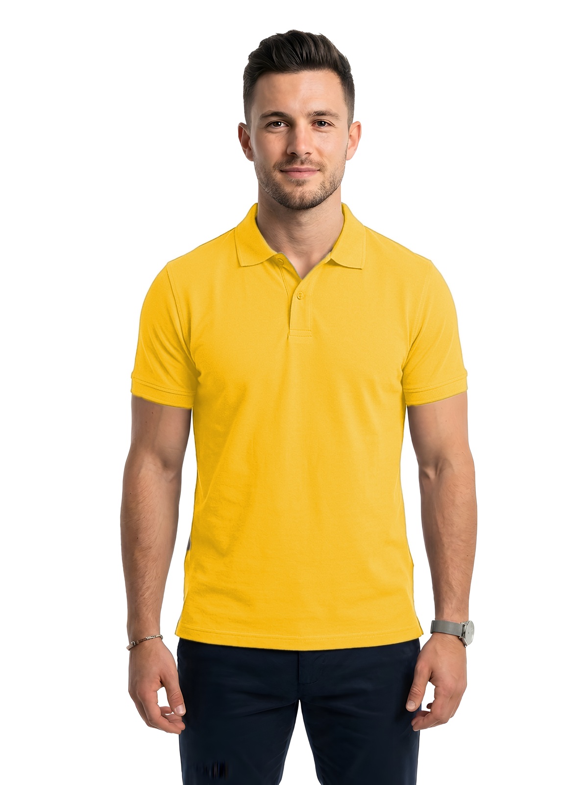 Personalisiertes Poloshirt Herren 74 Personalisiertes Poloshirt Herren in mostaza — Vorderansicht