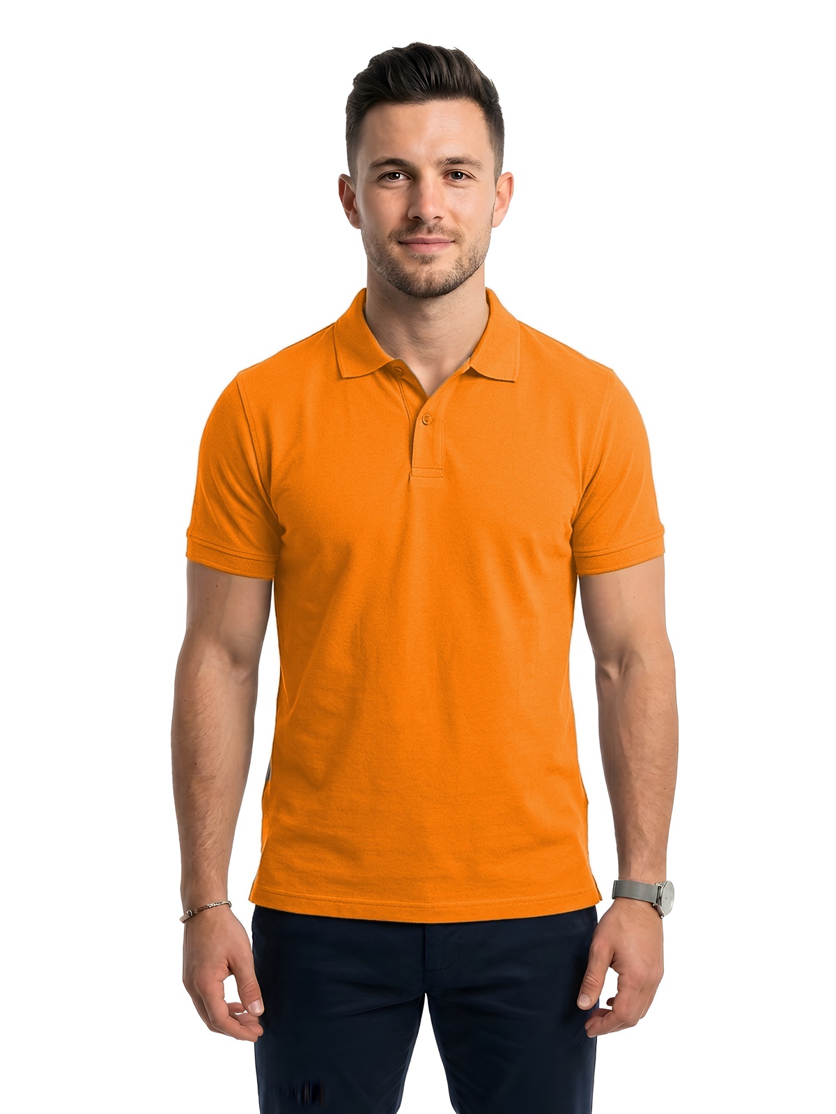 Personalisiertes Poloshirt Herren 137 Personalisiertes Poloshirt Herren in naranja — Vorderansicht