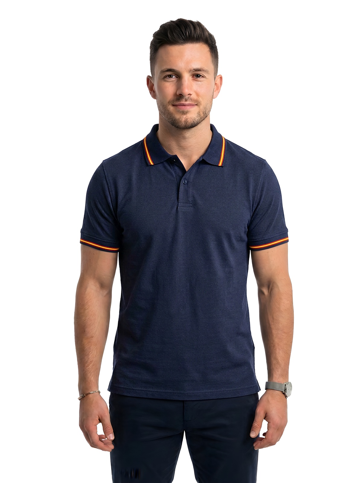 Personalisiertes Poloshirt Herren 80 Personalisiertes Poloshirt Herren in navy España — Vorderansicht