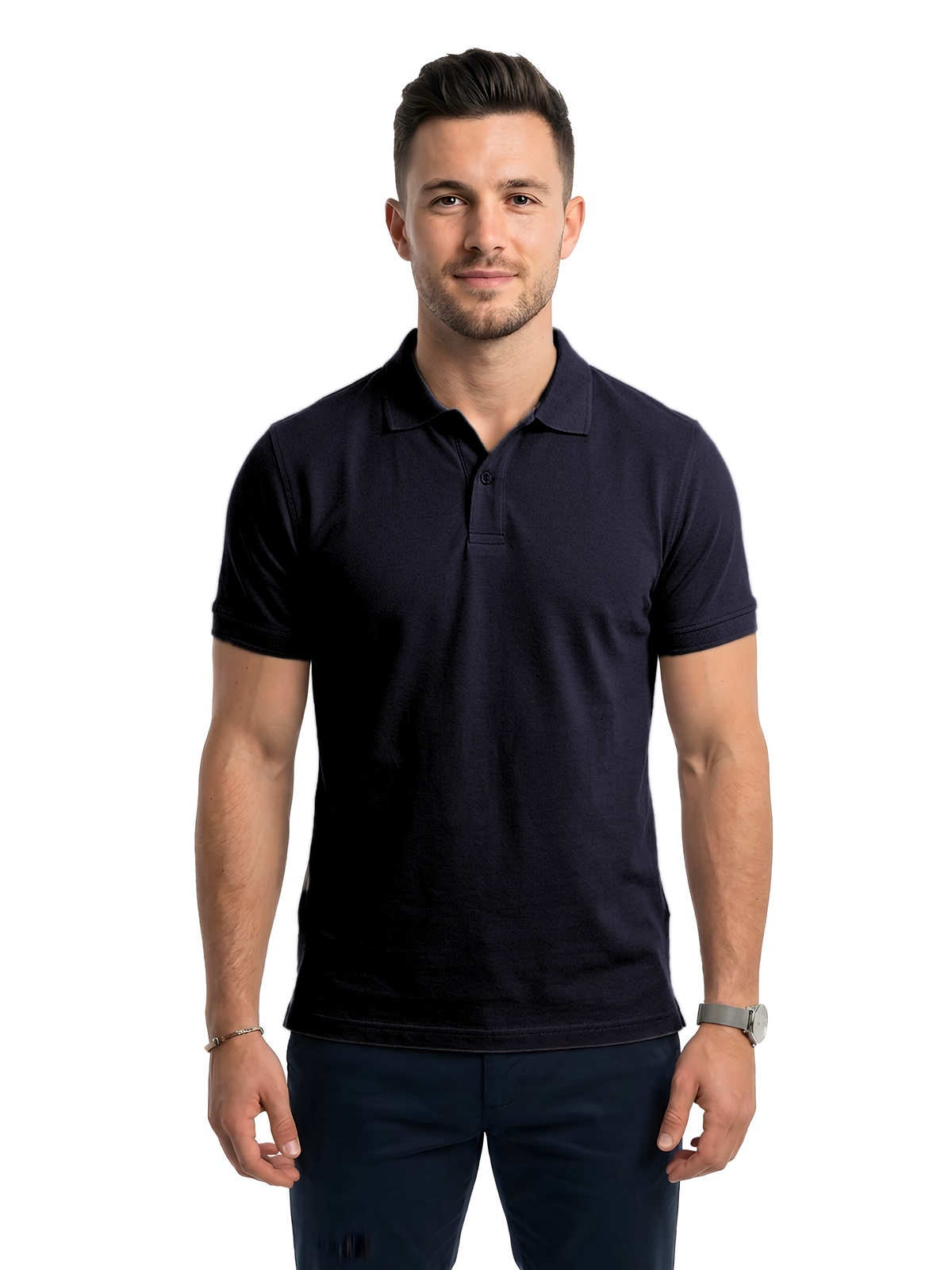 Personalisiertes Poloshirt Herren 143 Personalisiertes Poloshirt Herren in negro — Vorderansicht