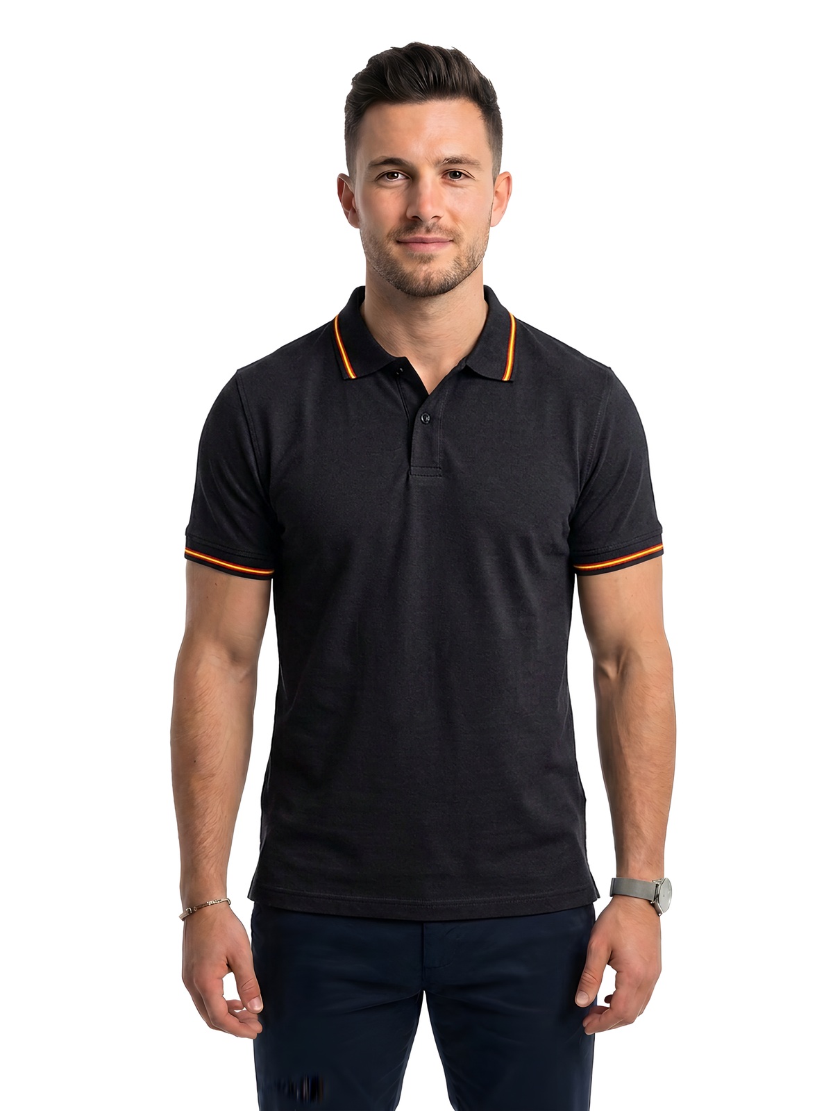 Personalisiertes Poloshirt Herren 86 Personalisiertes Poloshirt Herren in negro España — Vorderansicht
