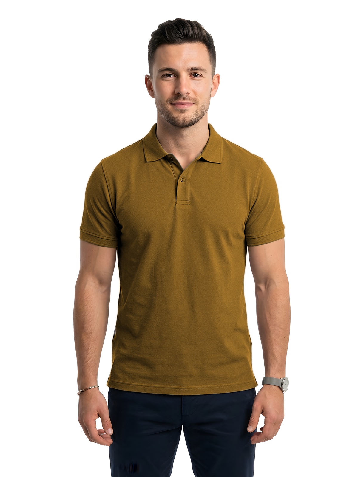 Personalisiertes Poloshirt Herren 89 Personalisiertes Poloshirt Herren in ocre — Vorderansicht