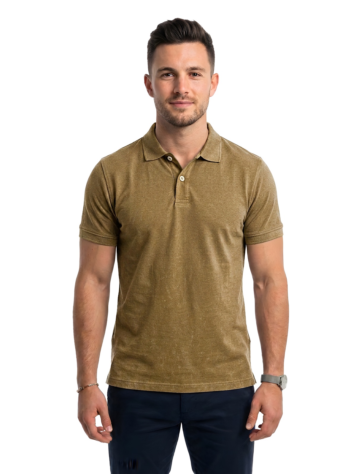 Personalisiertes Poloshirt Herren 92 Personalisiertes Poloshirt Herren in ocre Lavado — Vorderansicht