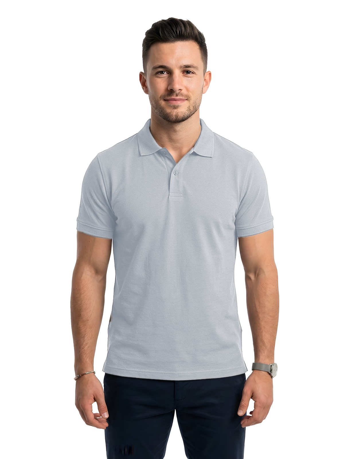 Personalisiertes Poloshirt Herren 173 Personalisiertes Poloshirt Herren in plata — Vorderansicht
