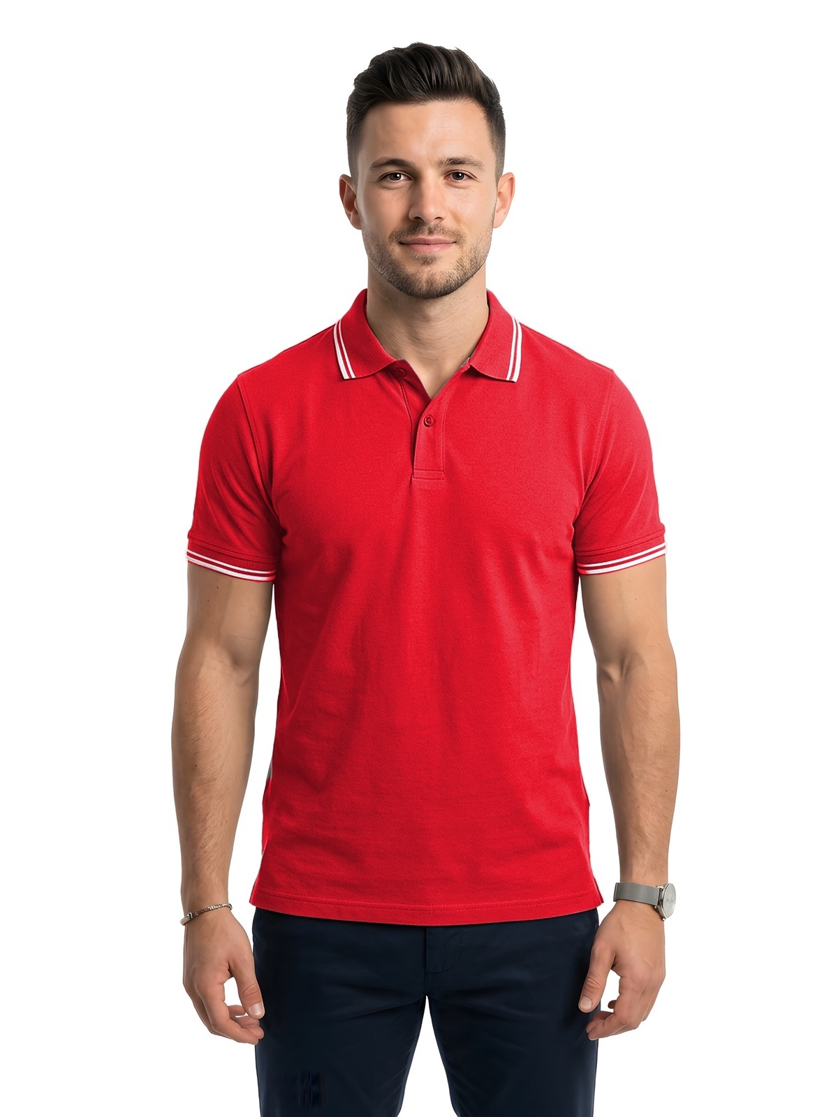 Personalisiertes Poloshirt Herren 98 Personalisiertes Poloshirt Herren in rojo / Blanco — Vorderansicht