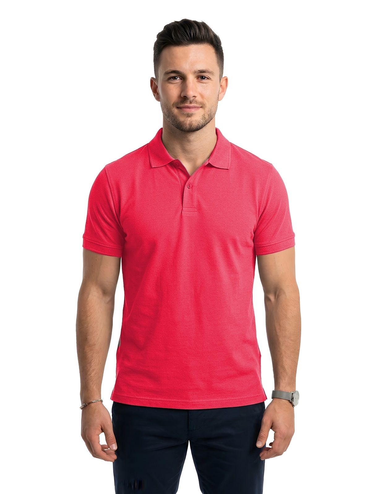 Personalisiertes Poloshirt Herren 101 Personalisiertes Poloshirt Herren in rojo Cálido — Vorderansicht
