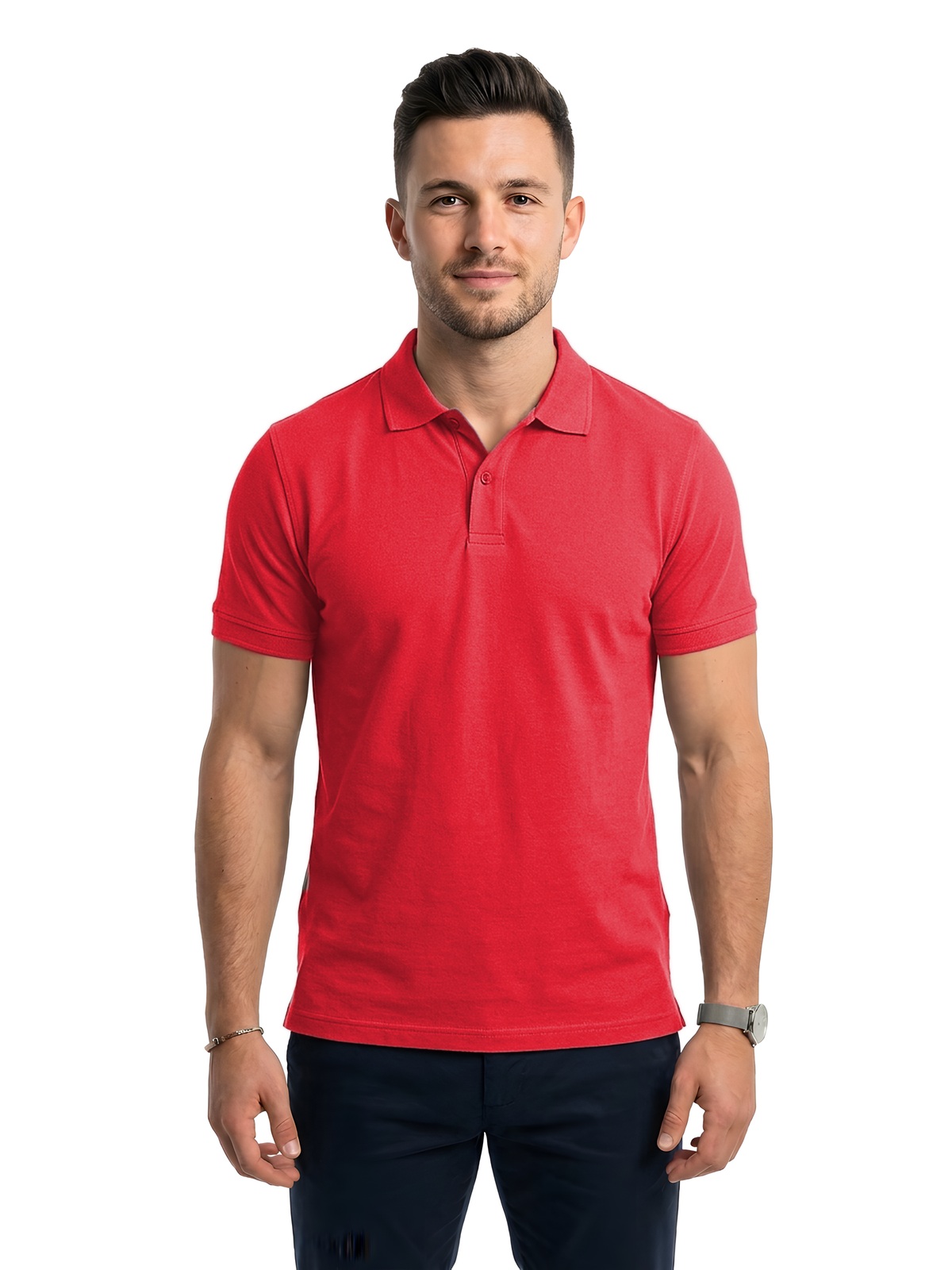 Personalisiertes Poloshirt Herren 152 Personalisiertes Poloshirt Herren in rojo — Vorderansicht