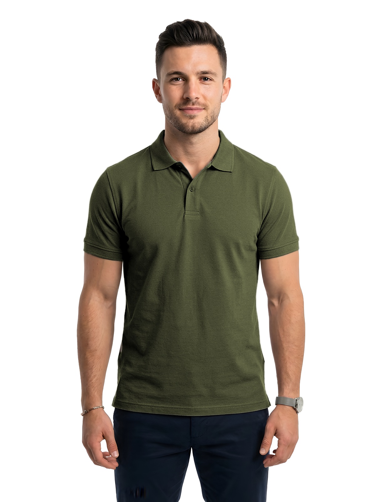 Personalisiertes Poloshirt Herren 110 Personalisiertes Poloshirt Herren in verde Bosque — Vorderansicht