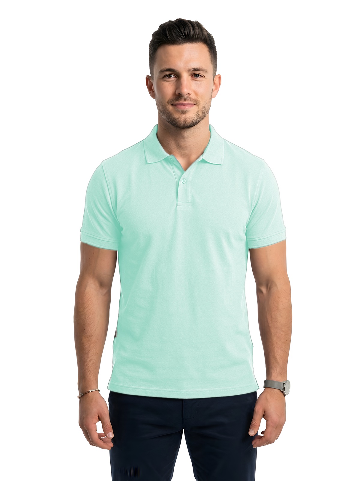 Personalisiertes Poloshirt Herren 182 Personalisiertes Poloshirt Herren in verde Claro — Vorderansicht