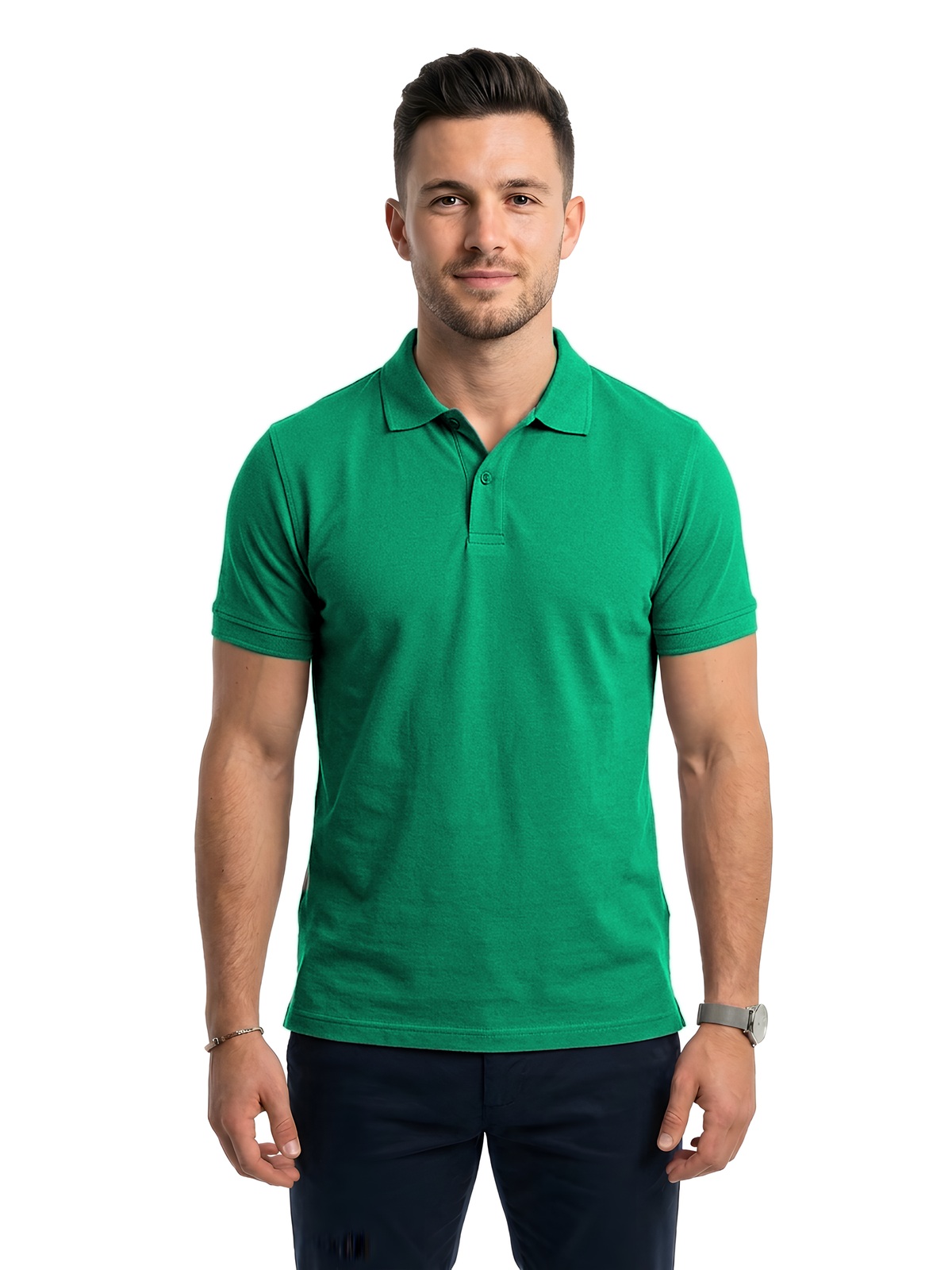 Personalisiertes Poloshirt Herren 155 Personalisiertes Poloshirt Herren in verde — Vorderansicht