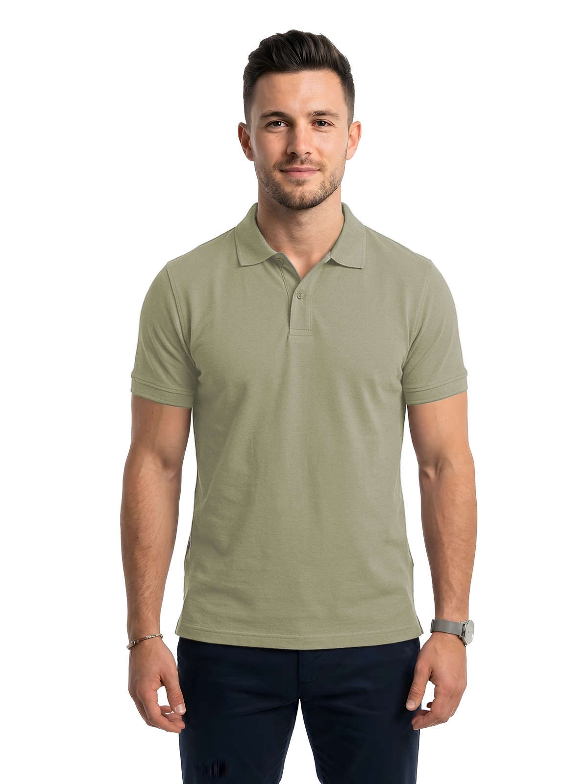 Personalisiertes Poloshirt Herren 119 Personalisiertes Poloshirt Herren in verde Pálido — Vorderansicht